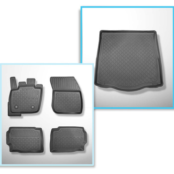 Kit tapis de coffre et tapis de voiture TPE pour: Ford Mondeo V Hayon (01.2015-04.2022) - avec roue de secours taille normale