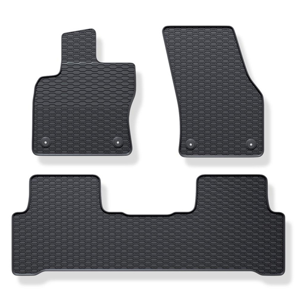 Tapis de sol en caoutchouc adapté pour Volkswagen Touran III Monospace (2015-....) - tapis de voiture - noir - 3 pcs.