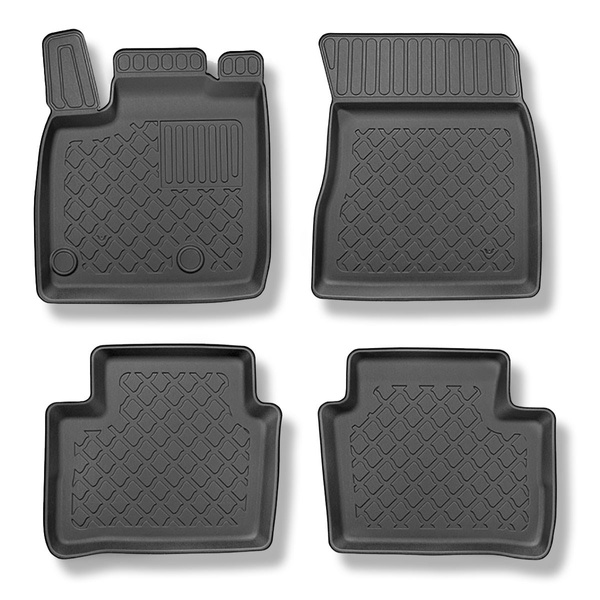 Tapis de sol en TPE adapté pour Nissan Qashqai III MHEV Mild Hybrid Crossover (06.2021-....) - tapis de voiture - noir