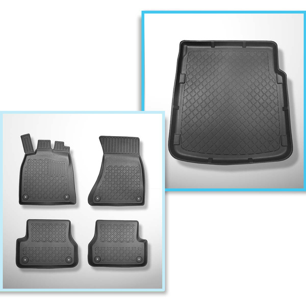 Kit tapis de coffre et tapis de voiture TPE pour: Audi A7 C7 Sportback (09.2010-01.2018)