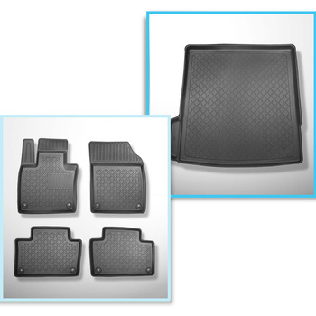 Kit tapis de coffre et tapis de voiture TPE pour: Volvo XC90 II SUV (05.2015-....) - 5/7 places (3e rangée abaissée); aussi pour hybrides