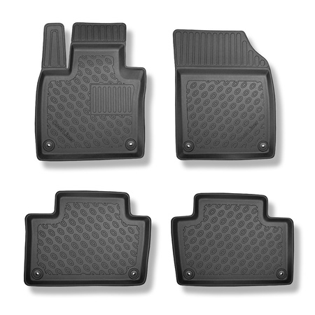 Tapis de sol en TPE adapté pour Volvo XC90 II SUV (05.2015-....) - 5 ou 7 sièges; sans la troisième rangée de sièges; aussi pour Plug-in Hybrid Recharge - tapis de voiture - noir