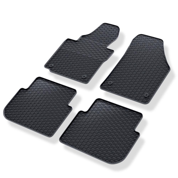 Tapis de sol en caoutchouc adapté pour Volkswagen Touran II Monospace (2010-2015) - tapis de voiture - noir - 4 pcs.
