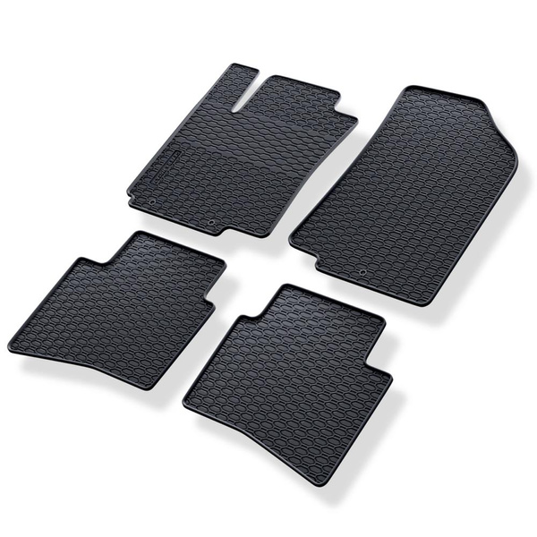 Tapis de sol en caoutchouc adapté pour Kia Rio III Hayon, Berline (2011-2016) - tapis de voiture - noir - 4 pcs.