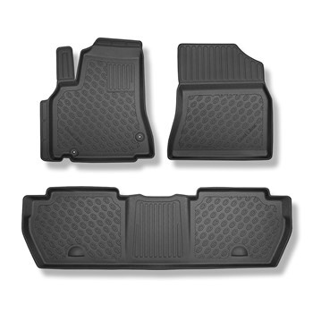 Tapis de sol en TPE adapté pour Peugeot Partner II Van (2008-08.2018) - 5 ou 7 sièges; sans la troisième rangée de sièges - tapis de voiture - noir