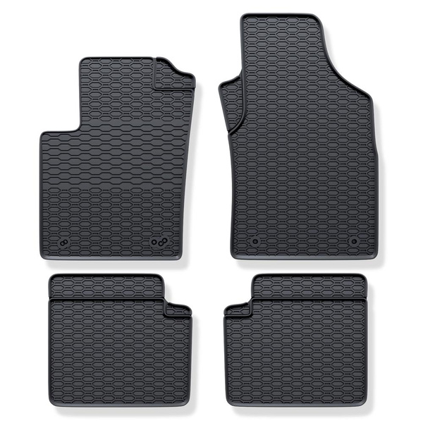 Tapis de sol en caoutchouc adapté pour Fiat Panda II Hayon (2003-2012) - tapis de voiture - noir - 4 pcs.