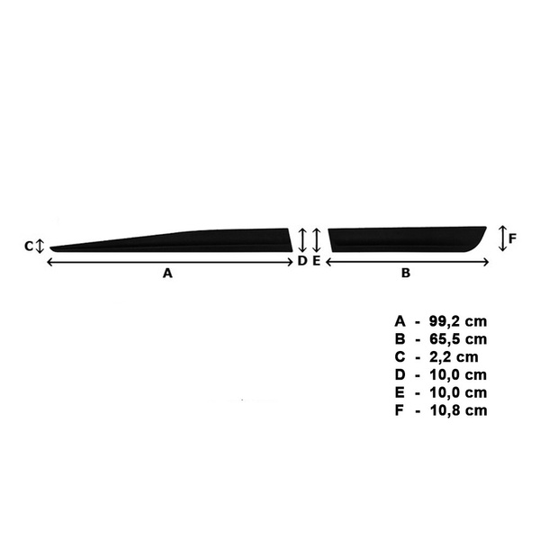 Plaques noires latérales de voiture Toyota Yaris III, III FL Hayon (5 portes) - (2011-2019) - (longueur des protections: 992mm; 655mm)