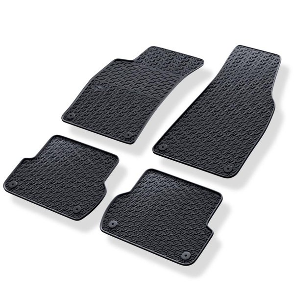 Tapis de sol en caoutchouc adapté pour Audi A4 B7 Avant, Cabriolet, Berline (2004-2009) - tapis de voiture - noir - 4 pcs.