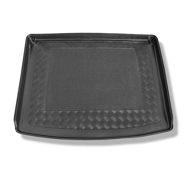 Tapis de coffre adapté pour Volkswagen Caddy Life Mixt, Comfortline Mixt, Trendline Mixt Break (2004-10.2020) - bac de coffre - protection de coffre voiture - 5 places; insonorisation sur les parois du coffre; avec la grille d'usine derriere 2e rangée de