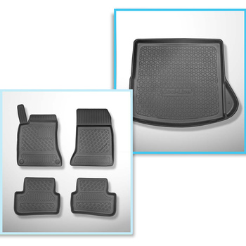 Kit tapis de coffre et tapis de voiture TPE PREMIUM pour: Mercedes-Benz CLA C117 Shooting Brake (01.2015-08.2019) - cavité droite amovible dans les modèles avec filet latéral